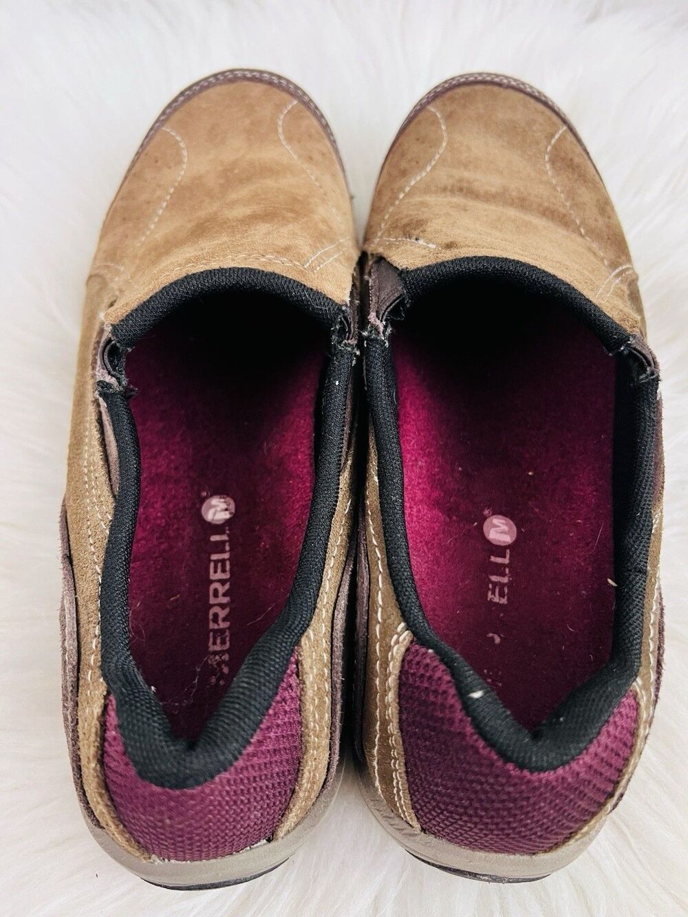 Merrell Kamori Dark Earth Brown Suede Slip On Mocs Loafers Shoes Womens Size 9 - Picture 4 of 6